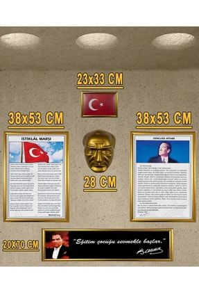 Atatürk Köşesi 5 Li Set Altın Sarısı Çerçeveli ASİL152