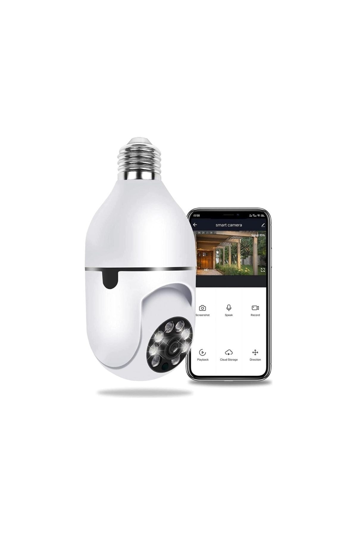 Genel Markalar Cmr-19 Wifi 360 Panoramik Ampul Kamera Gece Görüş Ses Akıllı Hareket Algılayıcı Güvenlik Kamerası