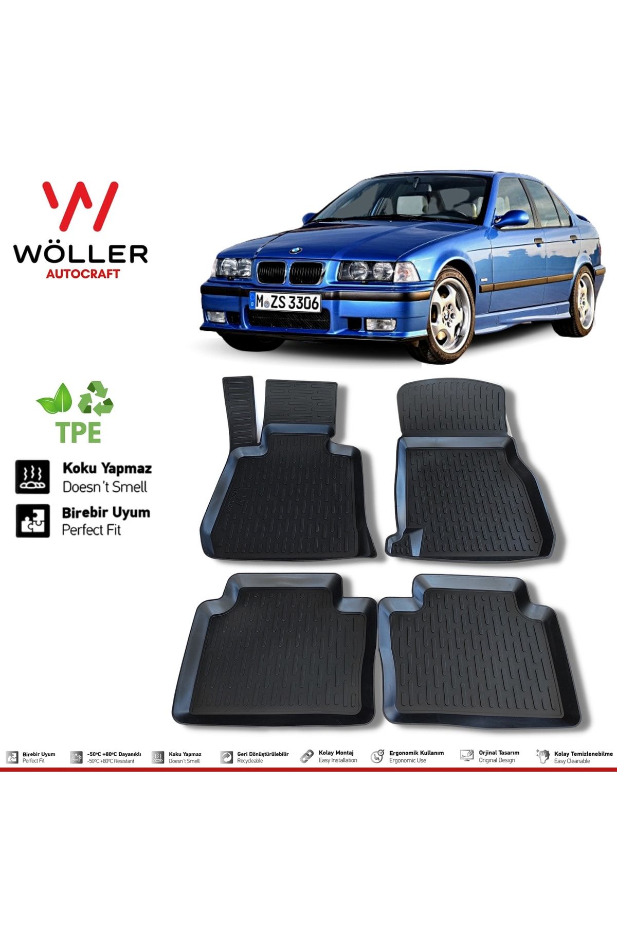 Напольный коврик Wöller Bmw 3 Series E36 1990–1998 гг. 3D коврик для бассейна wöller3dpaspas184