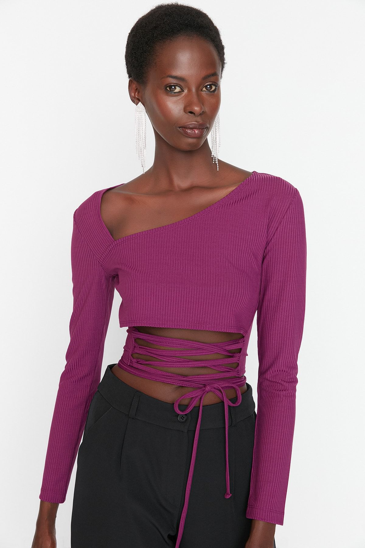 Trendyol Collection Bluse Lila Figurbetont