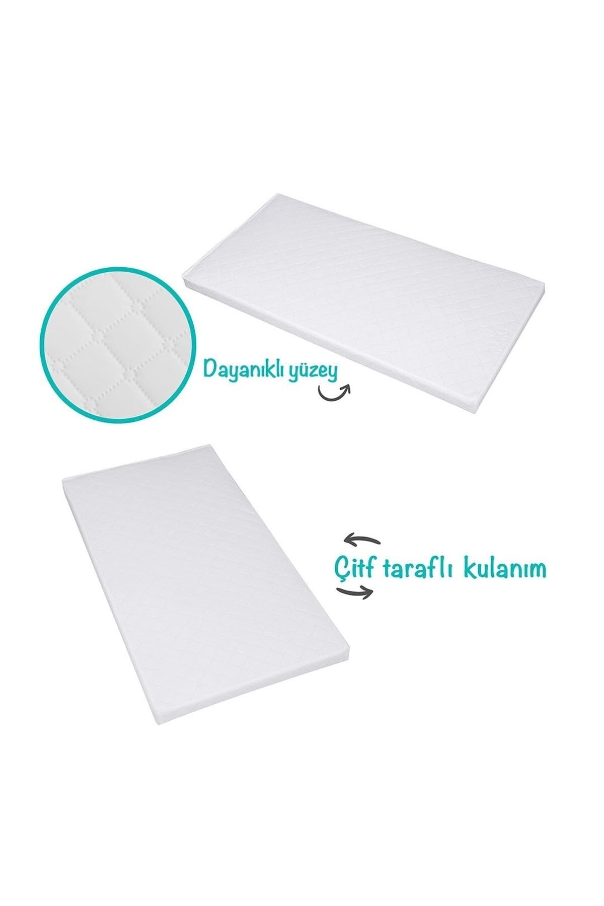 Baby'ness Oyun Parkı Yatağı 70x110 Cm Bebek Beşik Döşek Sıvı Geçirmez Leke Tutmaz Beyaz fotoğrafı 4 (önizleme)