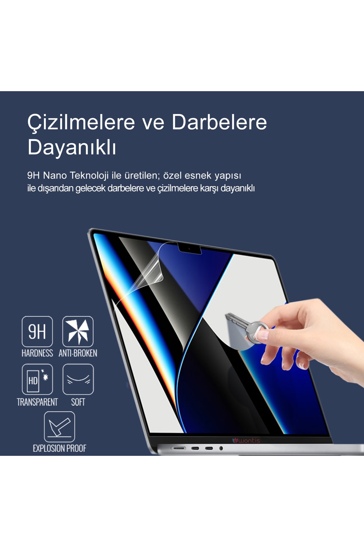 Apple Macbook Pro M2 (MNEP3TU/A) Notebook Premium Ekran Koruyucu 9h Nano Film 5