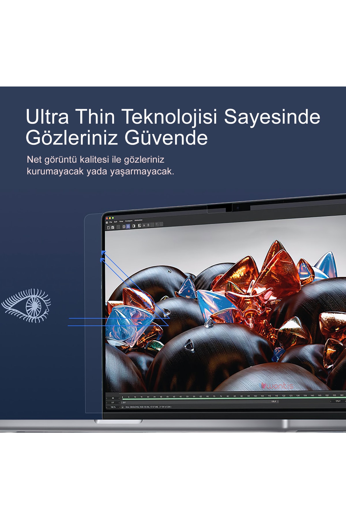 Apple Macbook Air M1 (MGNE3TU/A) Notebook Premium Ekran Koruyucu 9h Nano Film 3