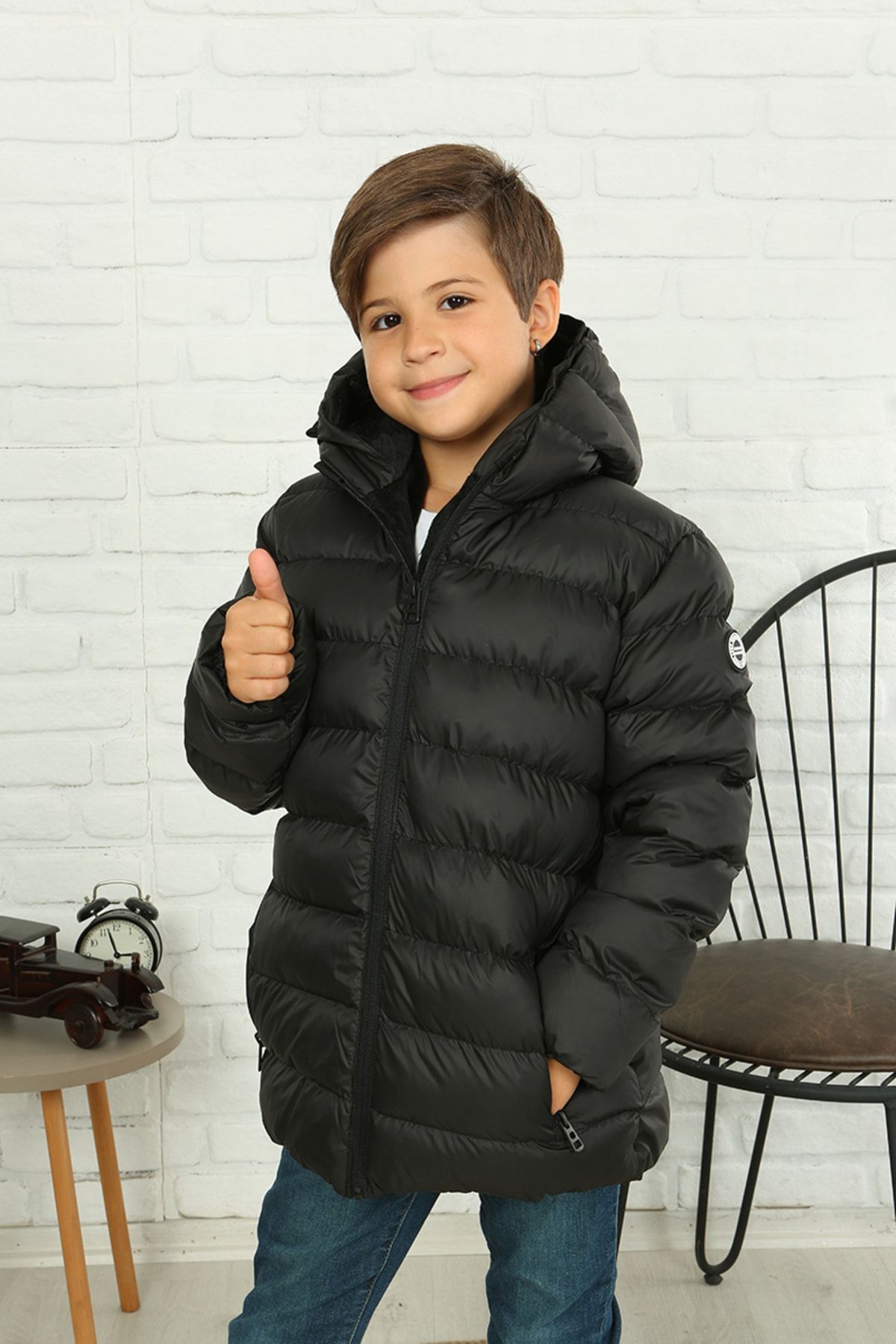 Boys fur cheap lined coat