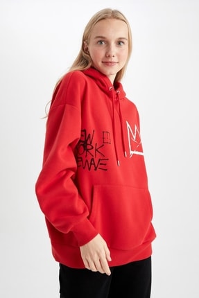 DeFacto Coool Jean-Michel Basquiat Oversize Fit Kap&uuml;şonlu Sweatshirt