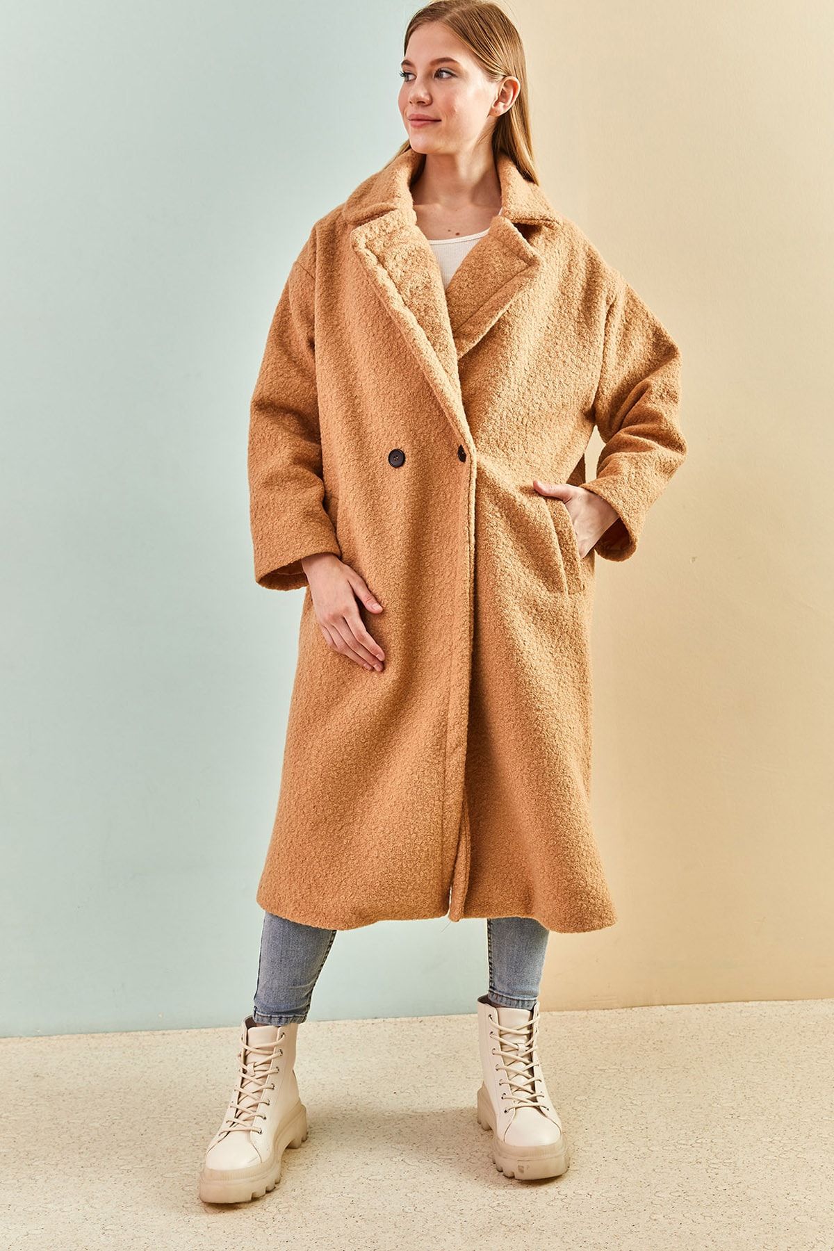 Bianco Lucci-Langer Bouclé-Mantel für Damen 8087 4