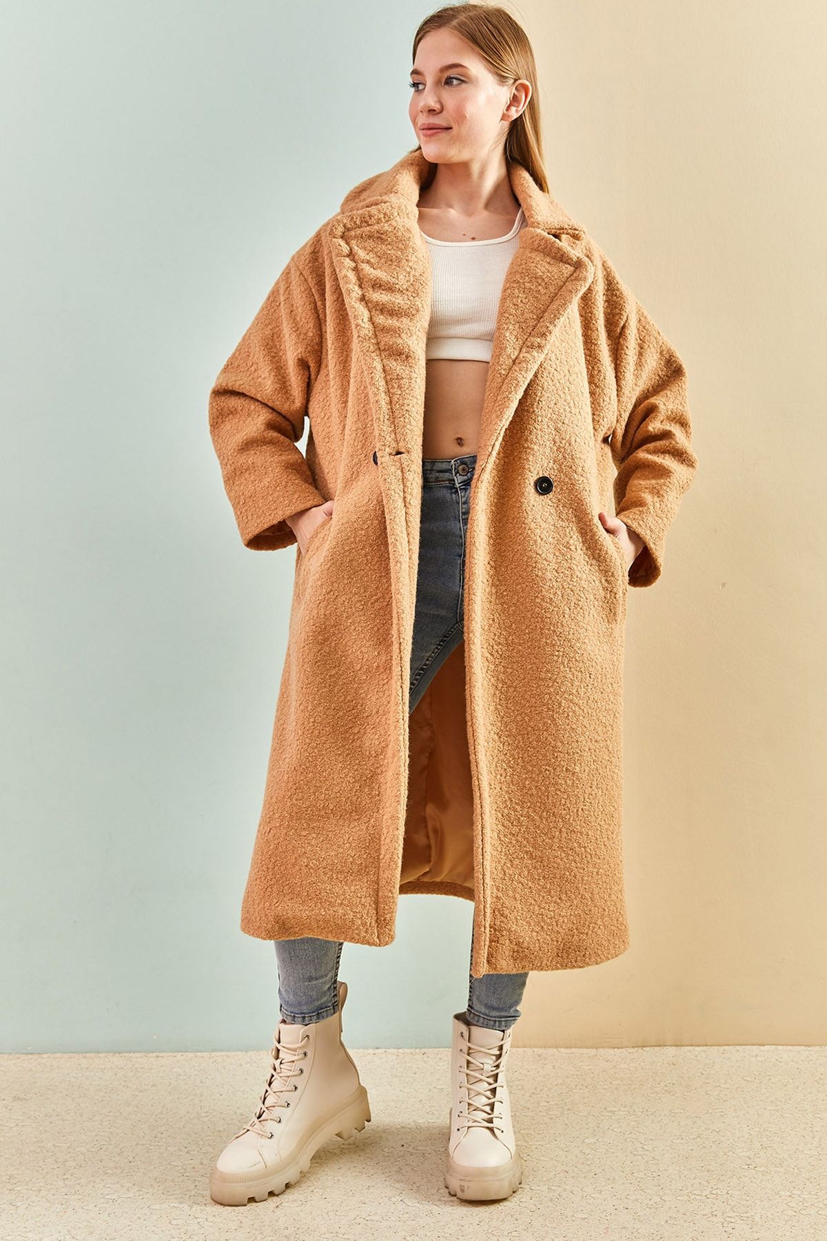Bianco Lucci-Langer Bouclé-Mantel für Damen 8087 7
