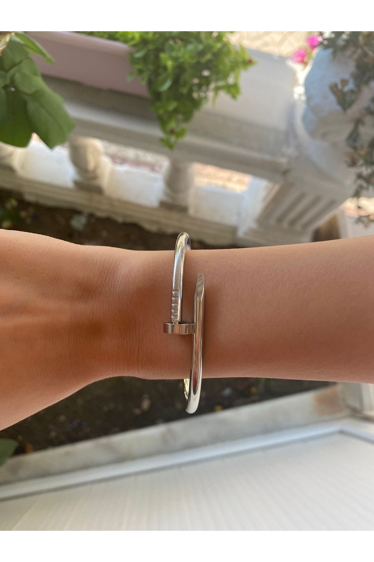 Silver hot sale nail bracelet
