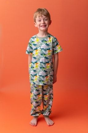 Erkek Çocuk Yeşil Dinos Pijama Takımı (5-12YAŞ) 211Z3PJM04