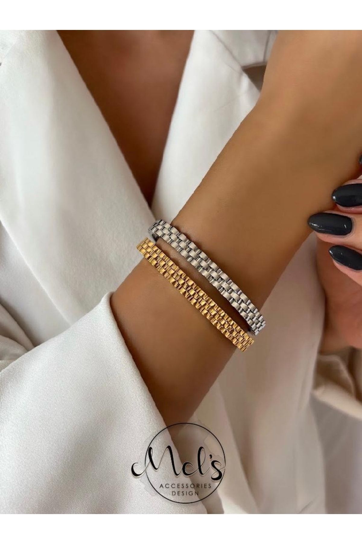 Mel s Accesoriess Steel Bracelet Gold colored Zircon Trendyol