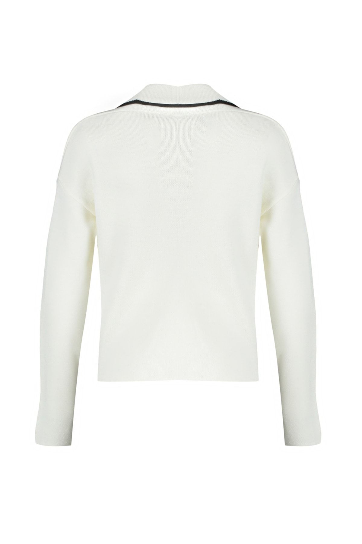 Trendyol Collection-Ecru-Strickjacke mit zweireihigem Kragen – Color Block, Limited Edition TWOAW22HI0359 8