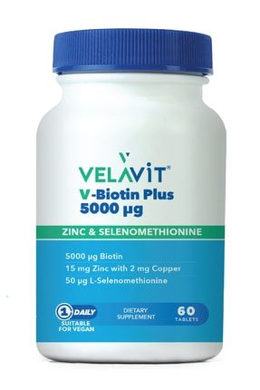 V-biotin Plus 5000mcg Takviye Edici Gıda 60 Tablet VELAV-07