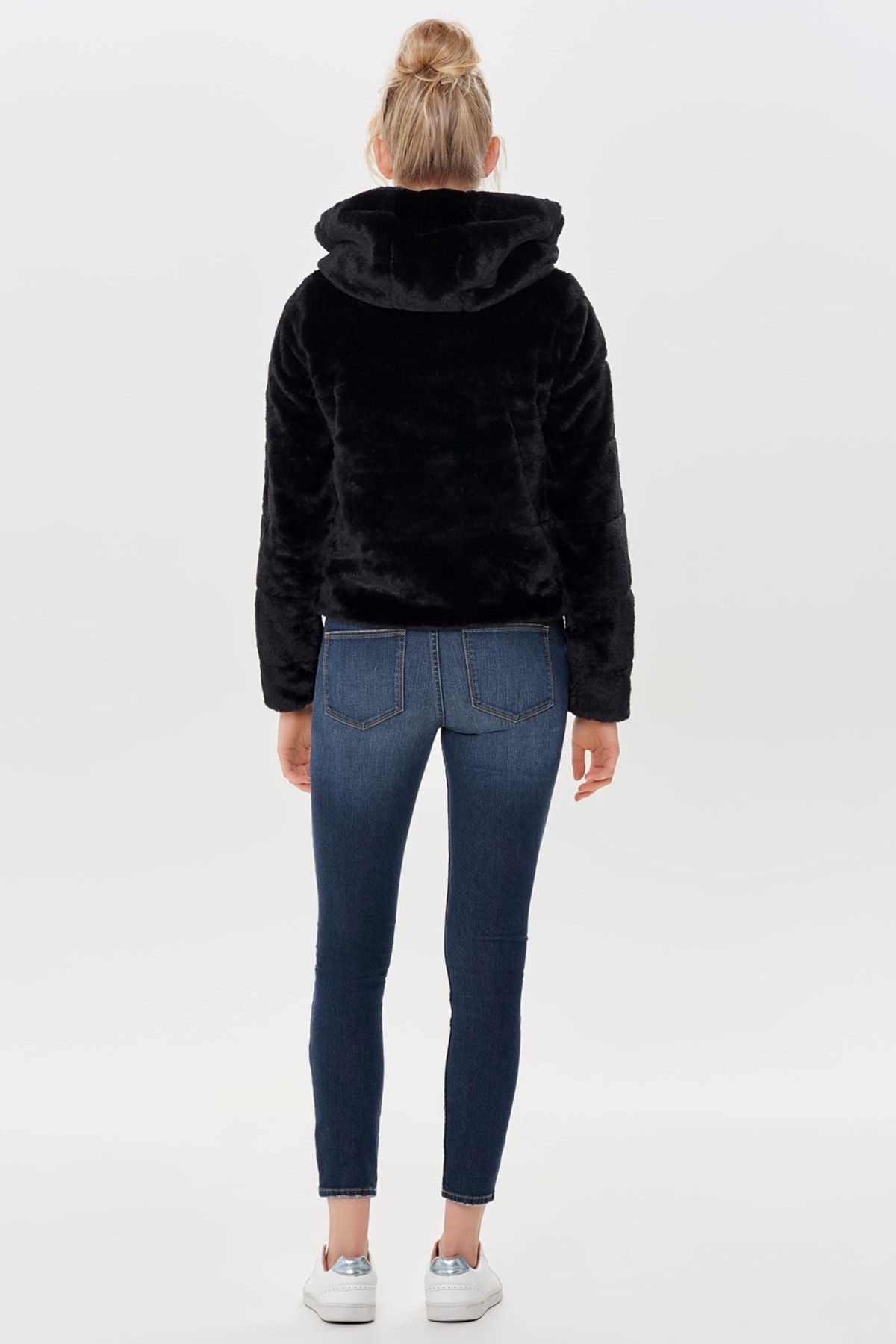 Only Women s Onlchris Hooded Fur Coat 65515156560 Black
