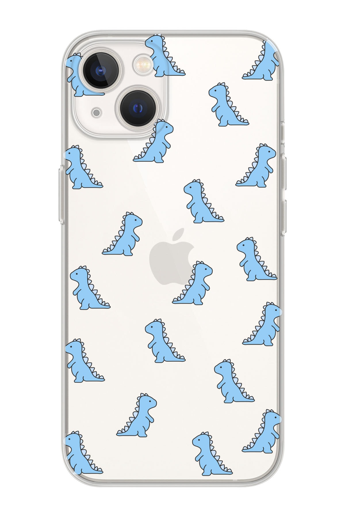 Premium Transparent Phone Case with Blue Dinosaur Design for Iphone 14 Plus