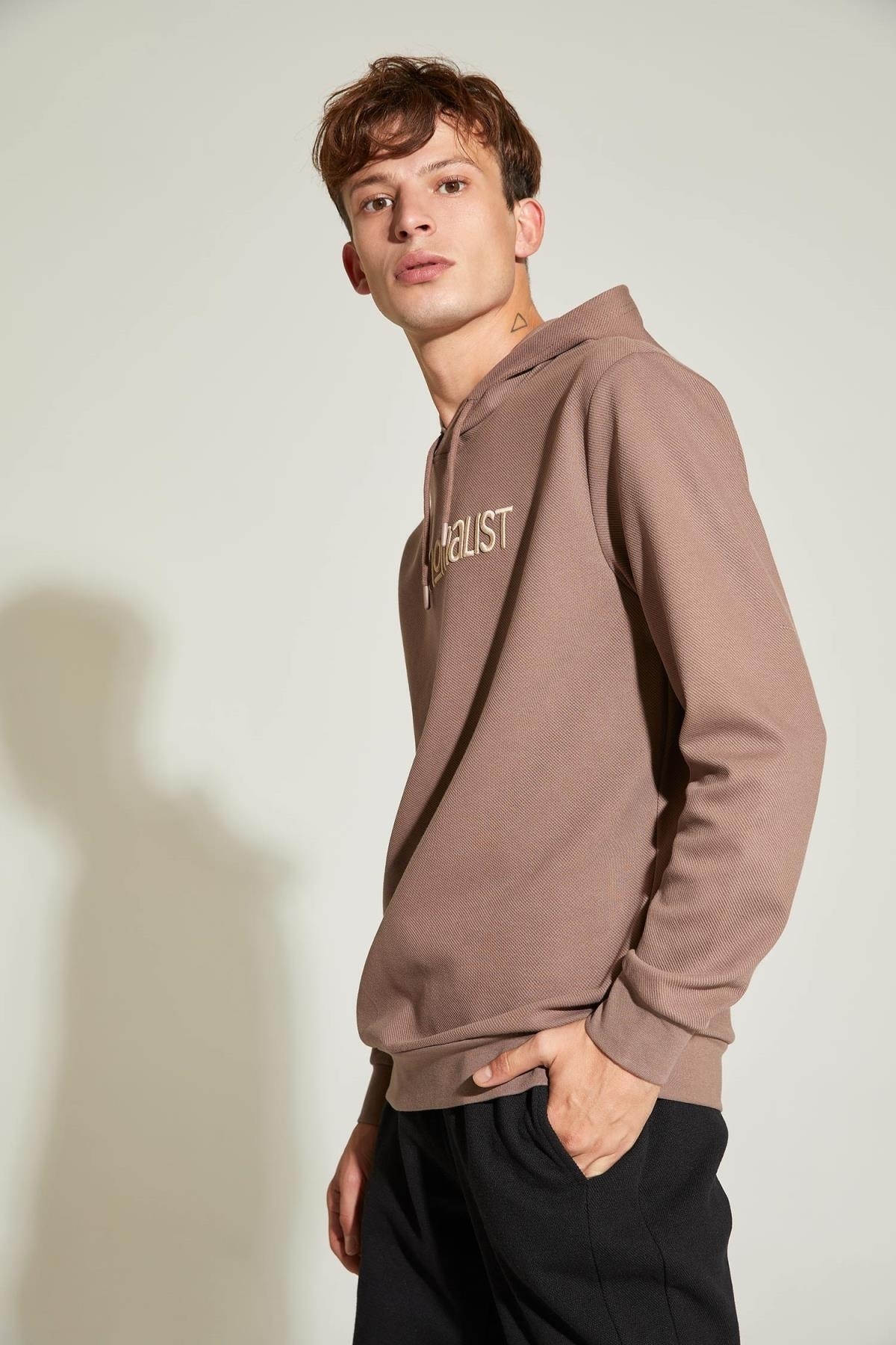 سویشرت مردانه قهوه ای دفاکتو | U9081AZ21AU اورجینال - تصویر 4