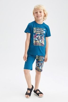 Erkek Çocuk Marvel Lisanslı Regular Fit Normal Bel Ince Sweatshirt Kumaşı Bermuda X5438A622SM