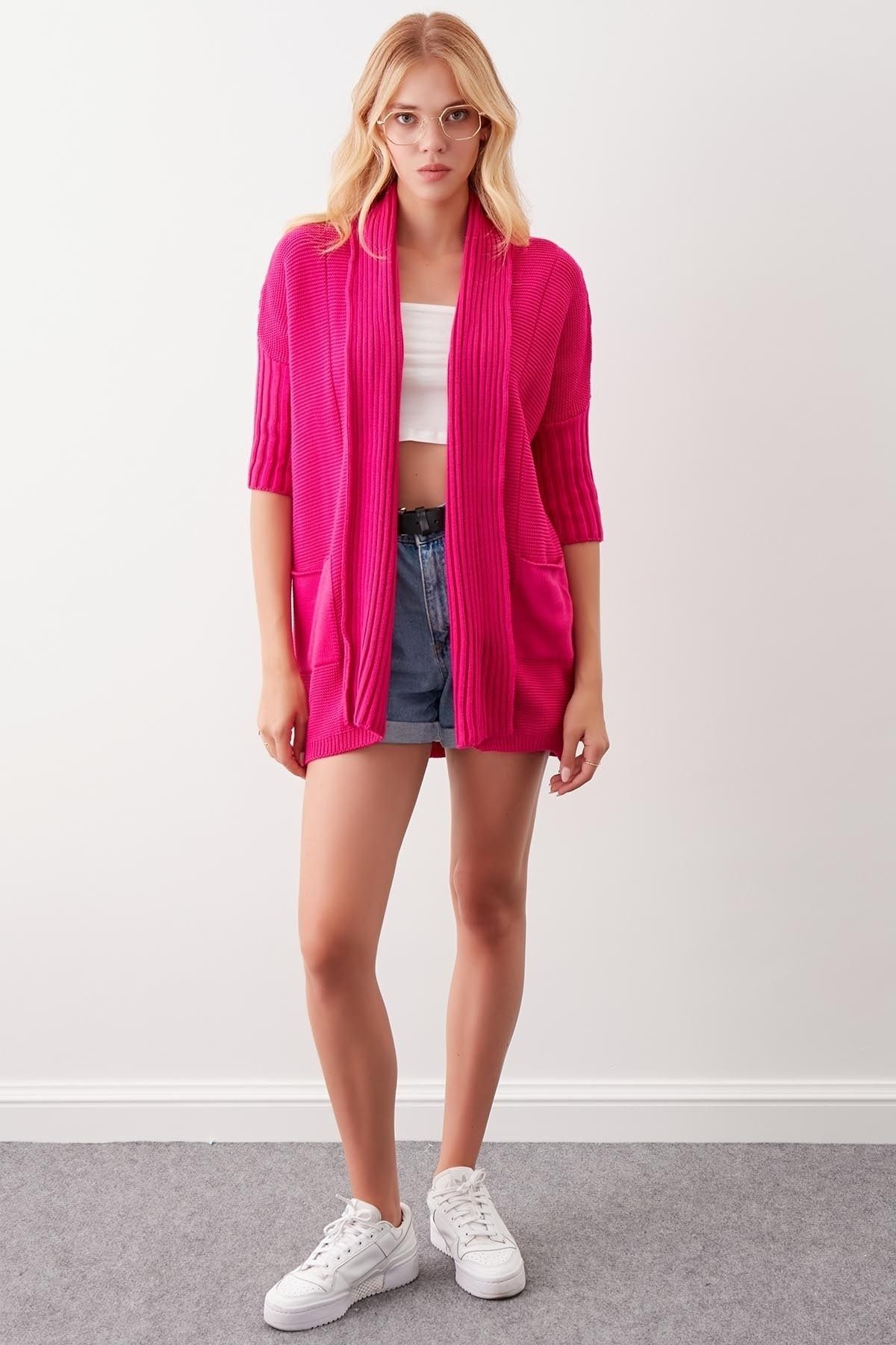 Deep pink cardigan on sale