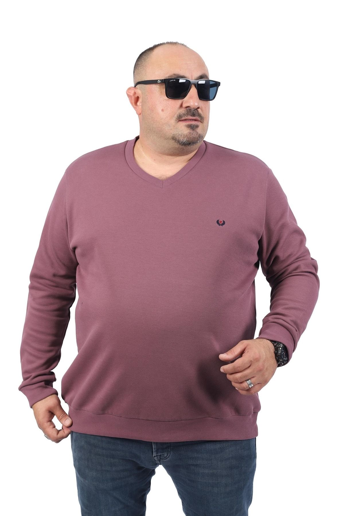 Büyük Beden V Yaka Double Face Basic 22720-lıla