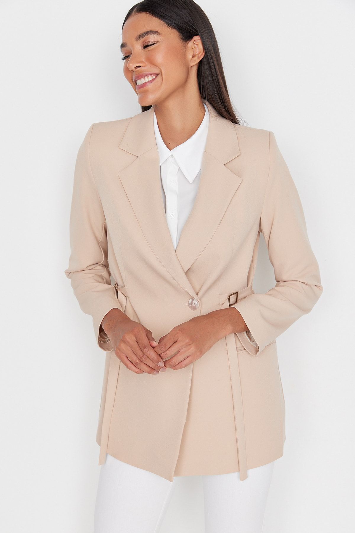 Trendyol Collection Blazer Beige Fitted Trendyol