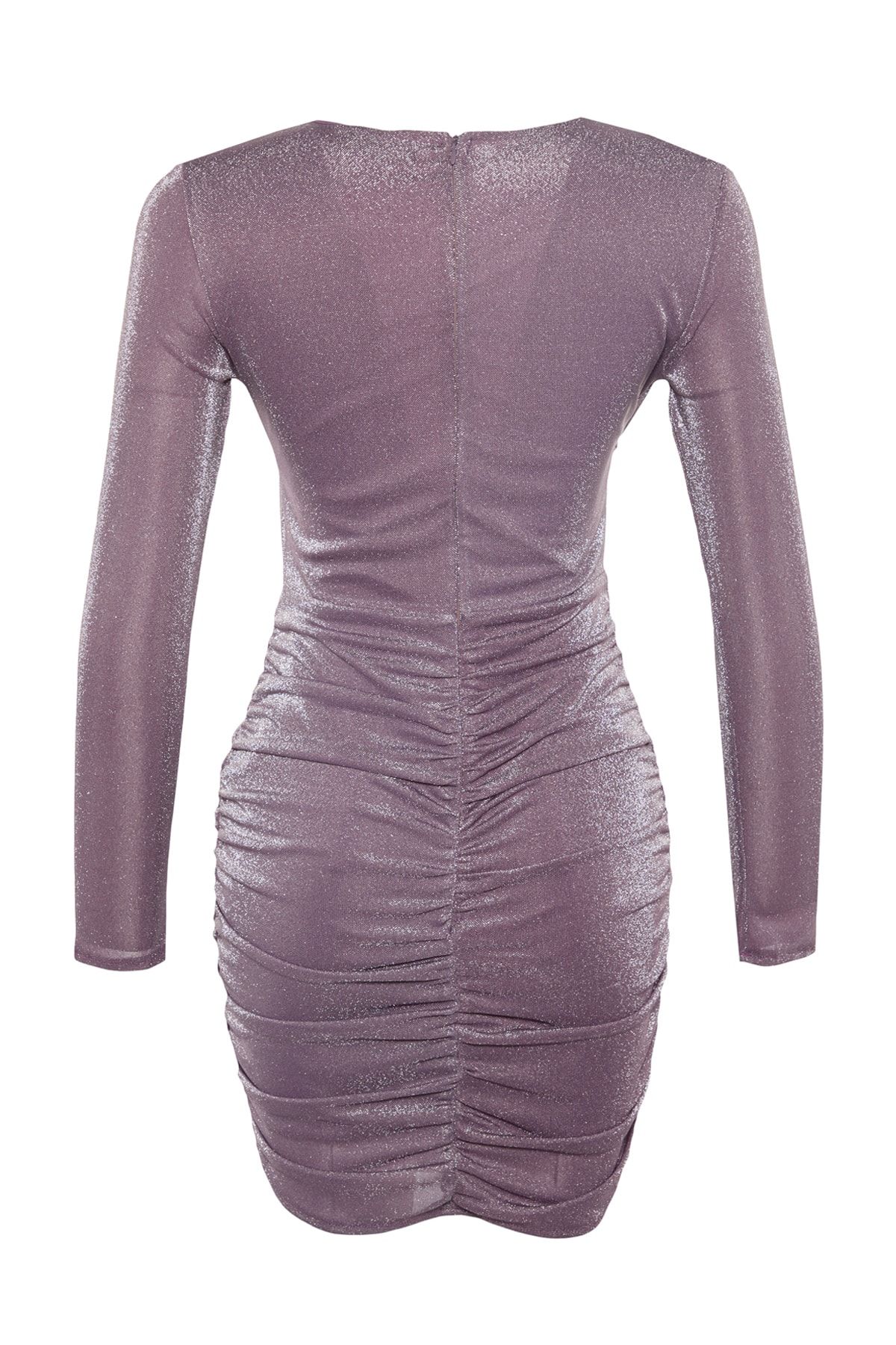 Trendyol Collection-Kurzes, stilvolles, lila Abendkleid aus Strick mit Bügeldetail TPRAW23EL00247 8