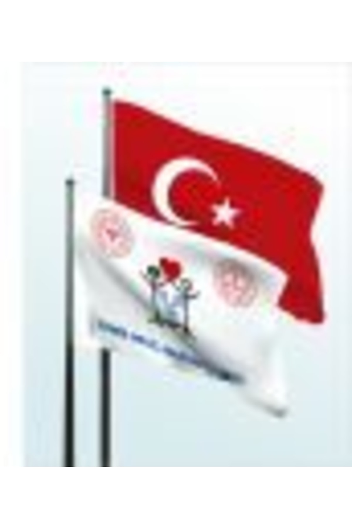 bayrakal Temiz Okul Bayrağı, Beyaz Bayrak Ve Türk Bayrağı 70x105cm.