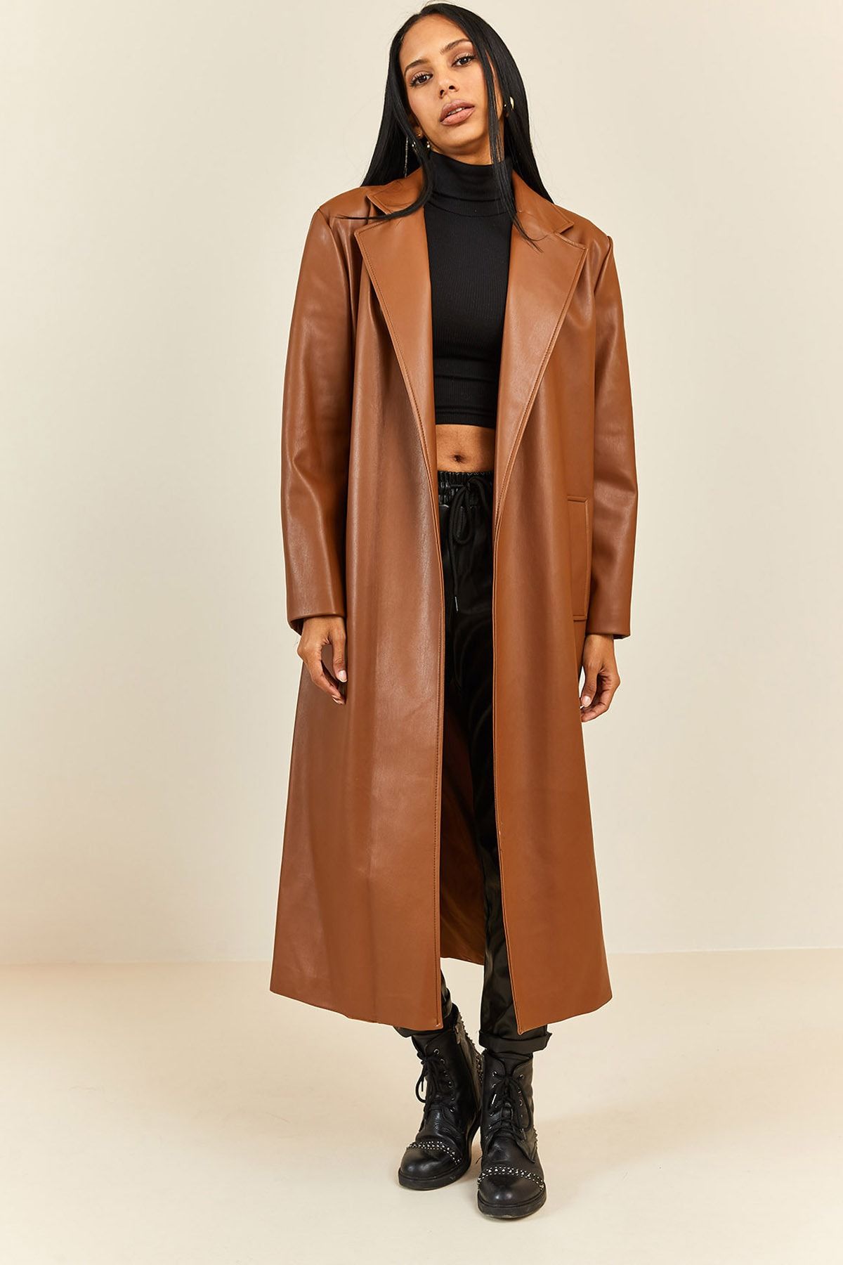 Missguided tan coat online