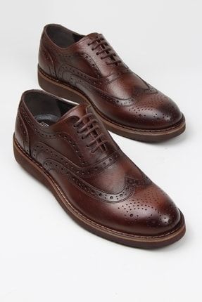 Hakiki Deri Kahverengi Günlük Klasik Oxford Erkek Ayakkabı 20023S