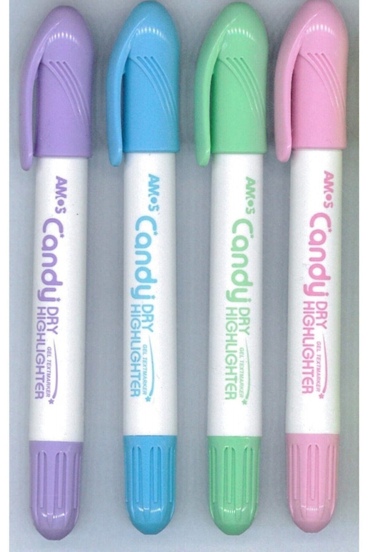 Amos 4 Yeni Pastel Renk Fosforlu Kalem Seti Candy Highlighter Jel Dry -Candy