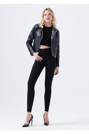 Solmayan Siyah Yüksek Bel Skinny Jeans HRSBJ016
