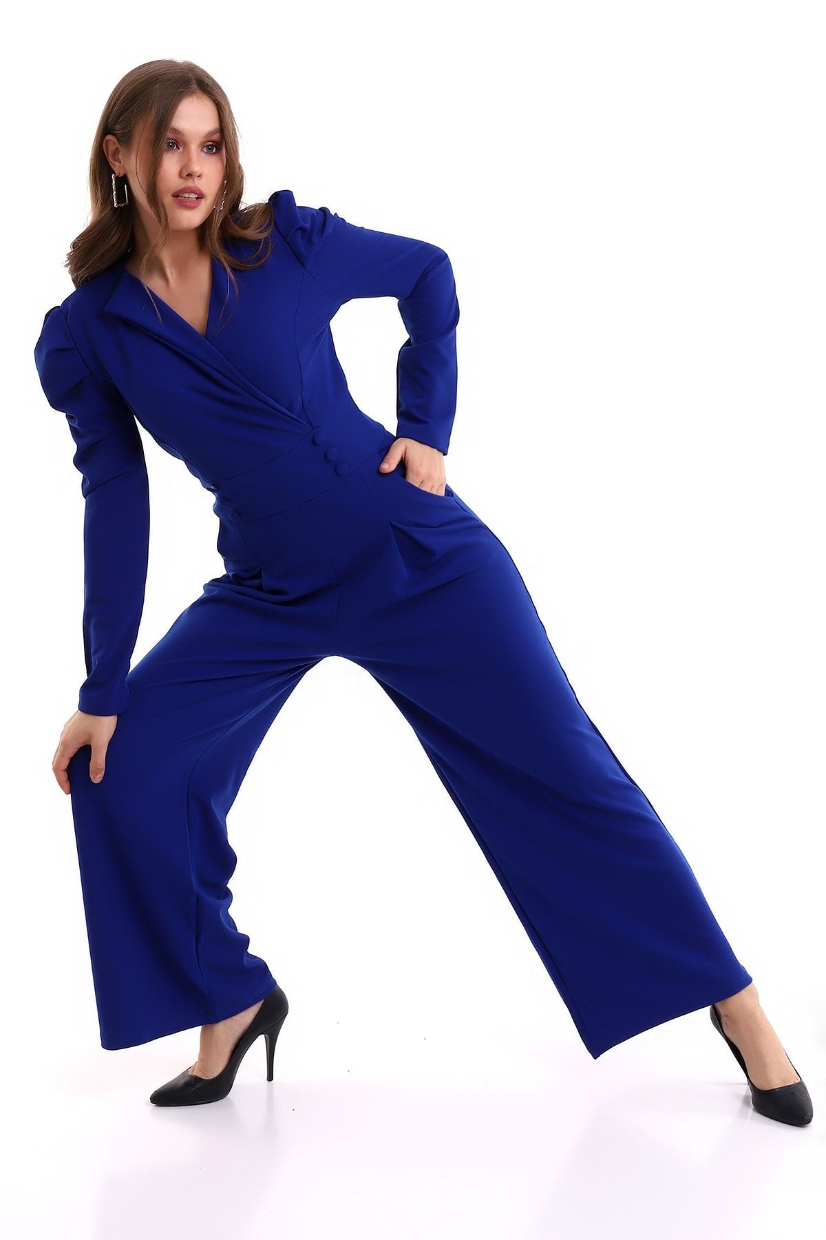 Blue sales long jumpsuit