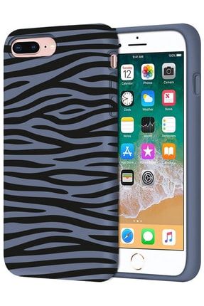Iphone 7 Plus / 8 Plus Zebra Desenli Içi Kadife Lansman Silikon Kılıf 8pluszebralansman