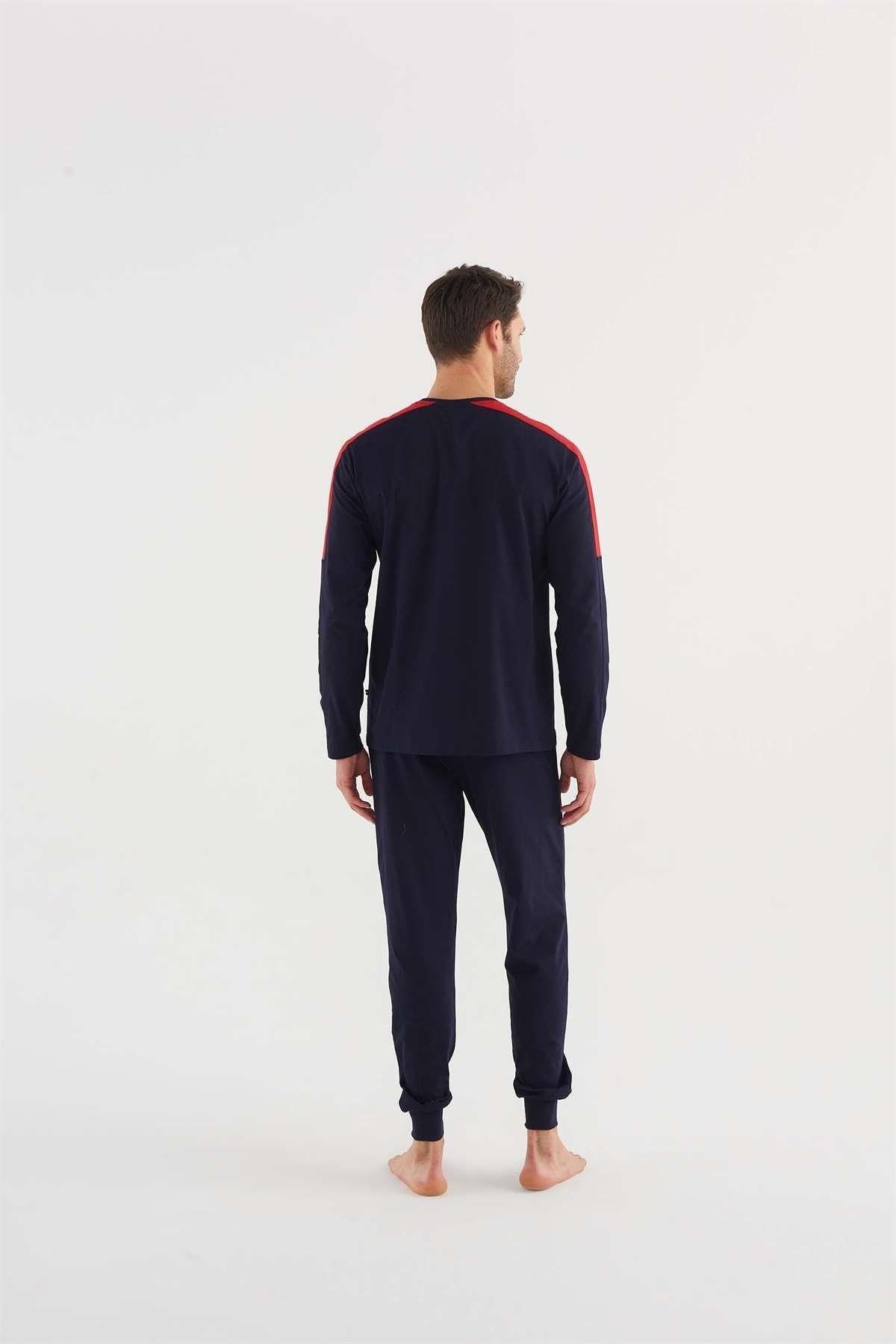 ست پیژامه آبی مردانه پایه. لباس خواب آستین بلند Polo Assn 18621 U.S. Polo Assn.