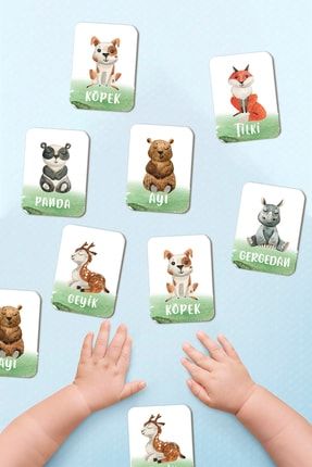 Zeka Kartları Orman Hayvanları Eşleştirme Oyunu Ahşap Eğitici Puzzle Oyuncak MG021TR