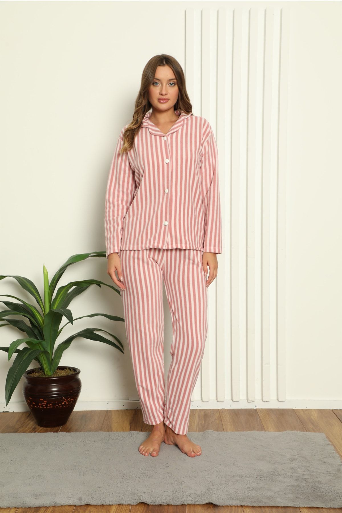 Winter Pajamas Set Women's Long Sleeves Solid Gray Sleepwear Soft