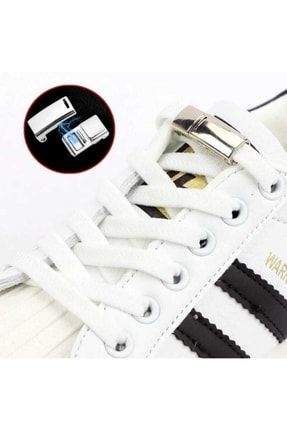Mıknatıslı Manyetik Lastikli Ayakkabı Bağcık Yeni Model Klipsli Beyaz 18