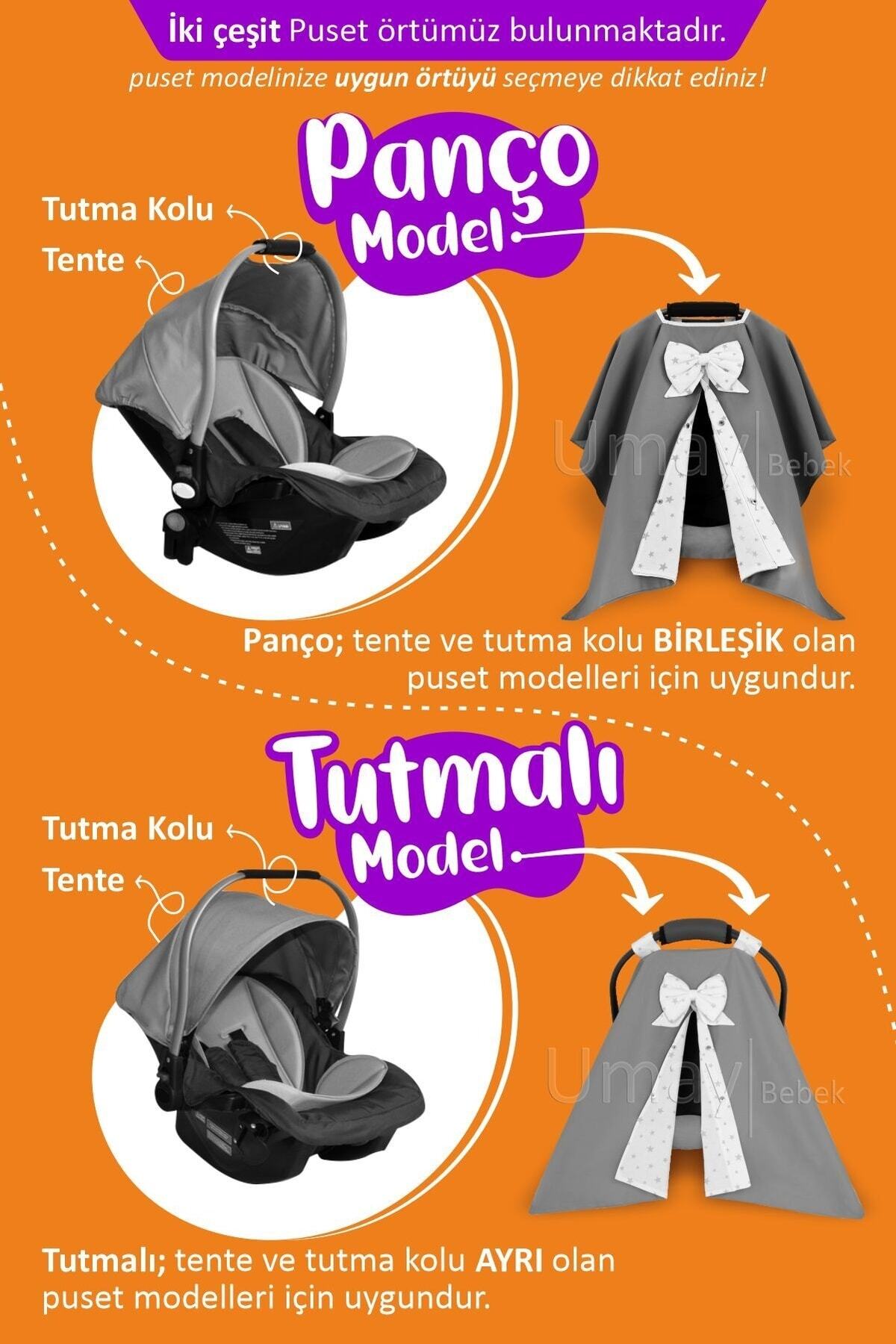 Umaybebek 3 Parça - Puset Örtüsü, Bel Destekli Puset Minderi, Puset Çarşafı, %100 Pamuk- Tutmalı fotoğrafı 3 (önizleme)