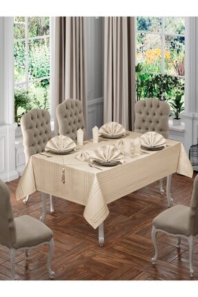 Ceki Home Eliza 26 Parça Masa Örtüsü Seti - Cappuccino