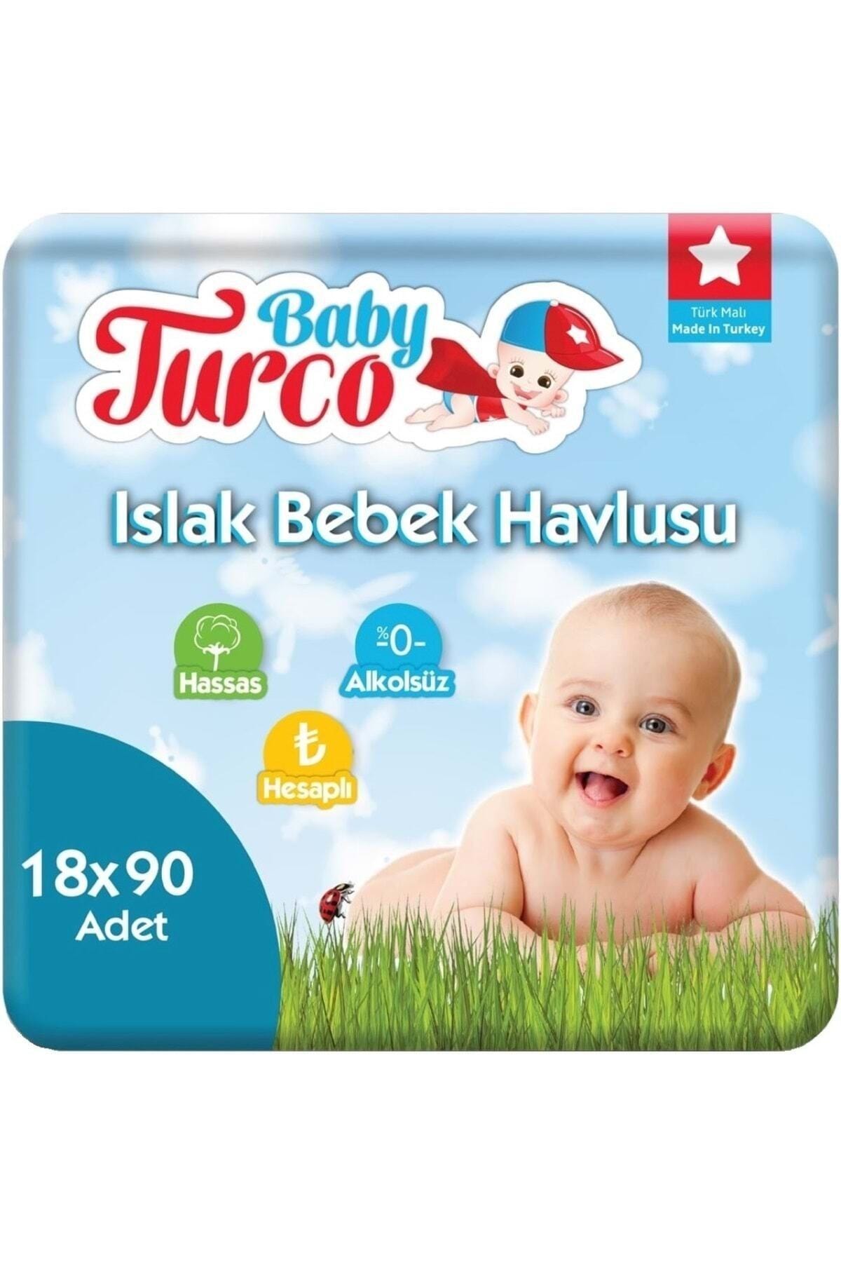 Baby Turco Islak Havlu Mendil Klasik 90 Yaprak 18 Li Set Plastik Kapaklı 1620 Yaprak