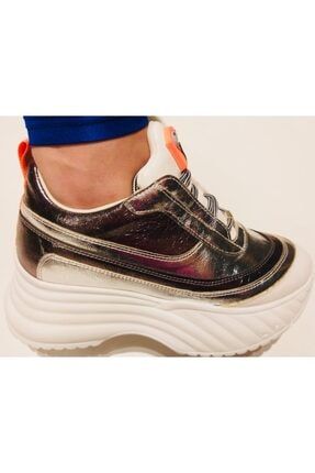Kadın Gümüş Yüksek Topuklu Yürüyüş Ayakkabısı K1705