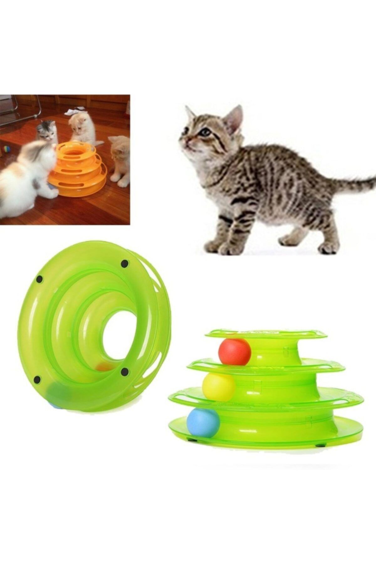 Buffer-Fun Three-Layer Cat Toy Set Toy and Practical Cat Hair Scratching and Crawling Apparatus 5