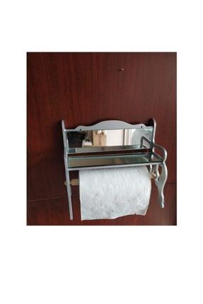 Aynalı Wc Kağıtlık Tuvalet Kağıtlığı Ahşap Havluluk Peçetelik Gümüş Renk bg85501245877455