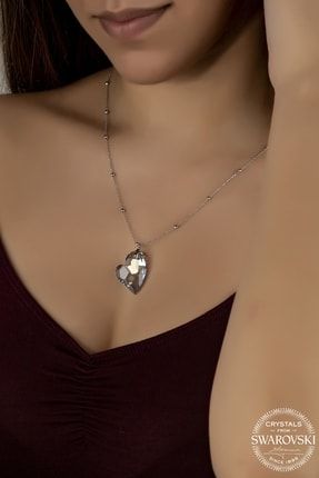 Swarovski Crystal Kadın Aqua Kalp Gümüş Kolye UNIONCK65