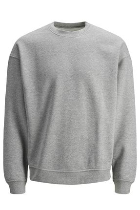 Erkek Düz Gri Sweatshirt - 12186363