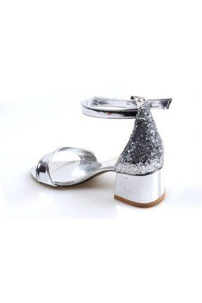 Gümüş Tek Bant Abiye Düğünlük Kız Çocuk (26-36) Sandalet Ayakkabı ALKAST00979