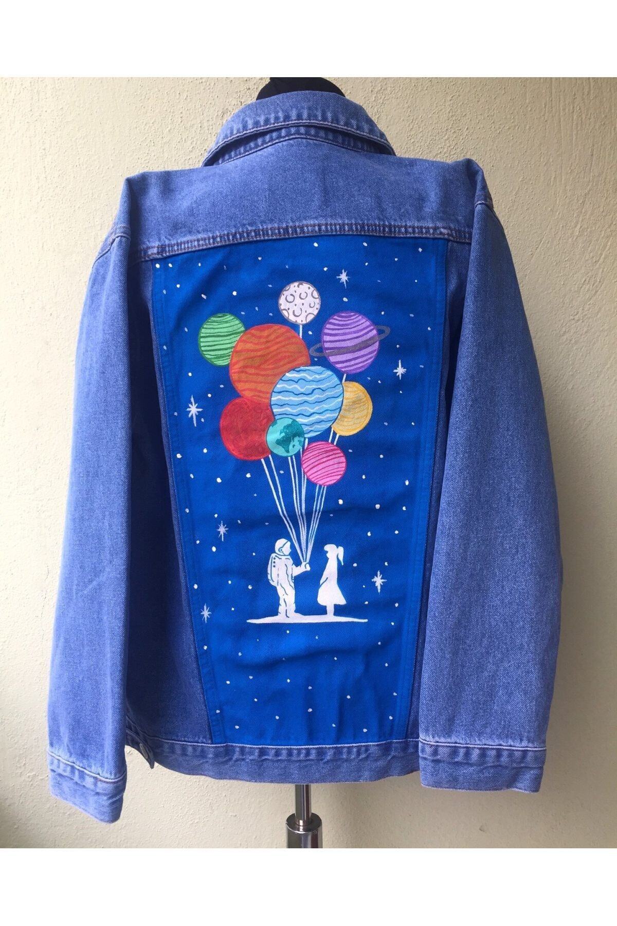 کت جین یونیسکس آبی بادکنک های رنگارنگ Hello Stranger