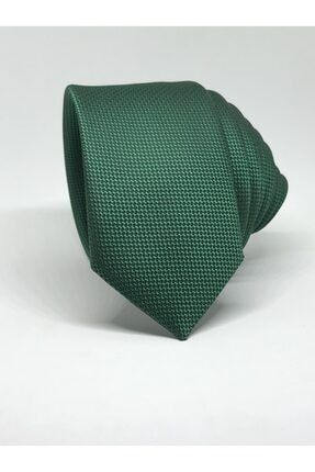 Yeşil Renk Slim Fit Oxford Kuş Gözü Desen Kravat 10