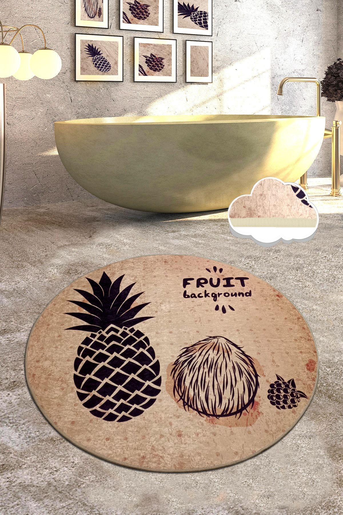 Chilai Home ECUADOR ÇAP 200X200 cm Banyo Halısı Paspas Klozet Takımı Yıkanabilir , Kaymaz Taban