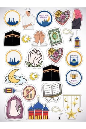 Ramazan Ayı Özel Çeşitli Dini Temalı 26 Adet Defter Planlayıcı Sticker Seti e1211