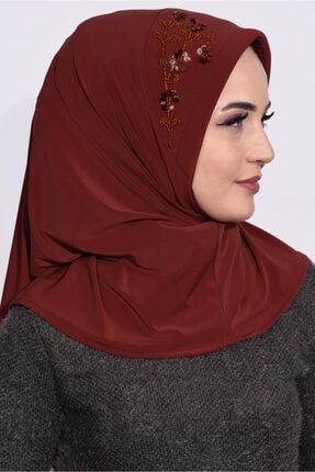 Geçirmeli Pratik Pullu Hijab Kiremit 109-04