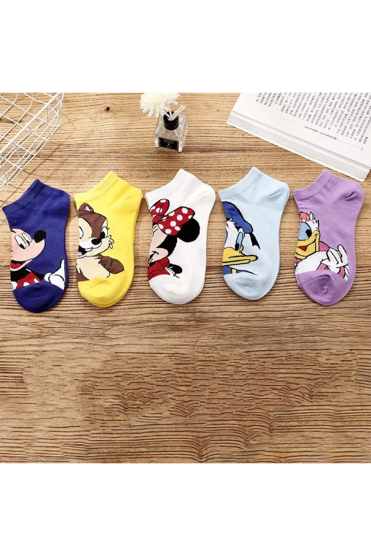 WORTHY SOCKS 5 Çift Kadın Karikatürlü Pamuklu Moda Patik Çorap